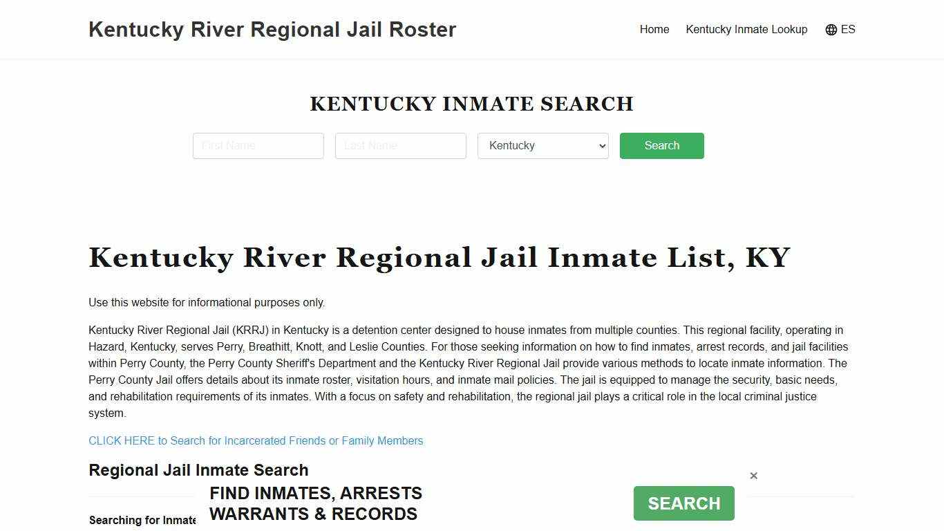 Kentucky River Regional Jail, KY Inmate Roster, Offender Search